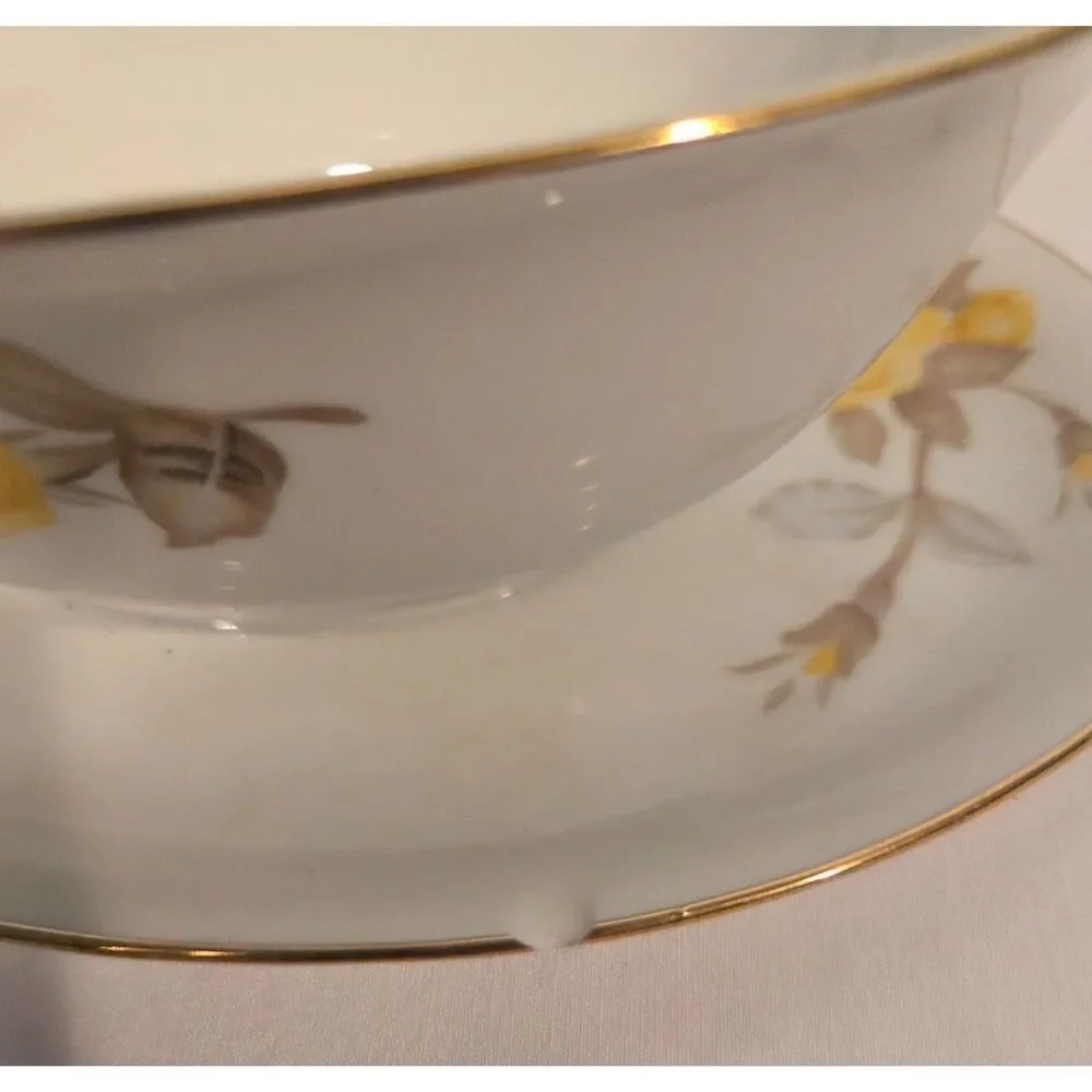 Sango Cotillion Gravy Boat & Underplate Yellow Roses Japan